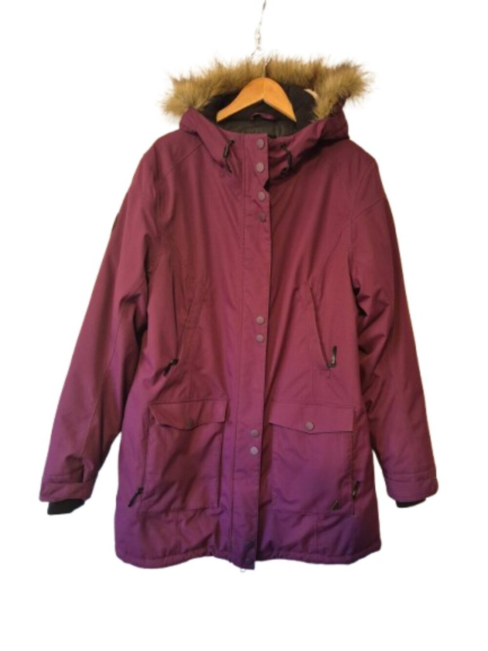 Ripzone Liberty Burgundy Winter Parka/Jacket Hooded with Faux Fur Trim Size XL